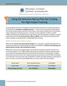 Using the American Rescue Plan Act Funding For High-Impact Tutoring